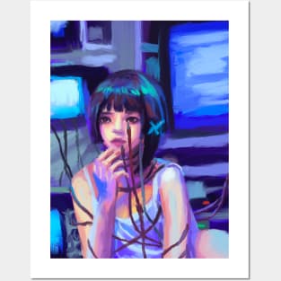 Lain Iwakura Cybercore Frutiger Aero Y2k Anime Posters and Art